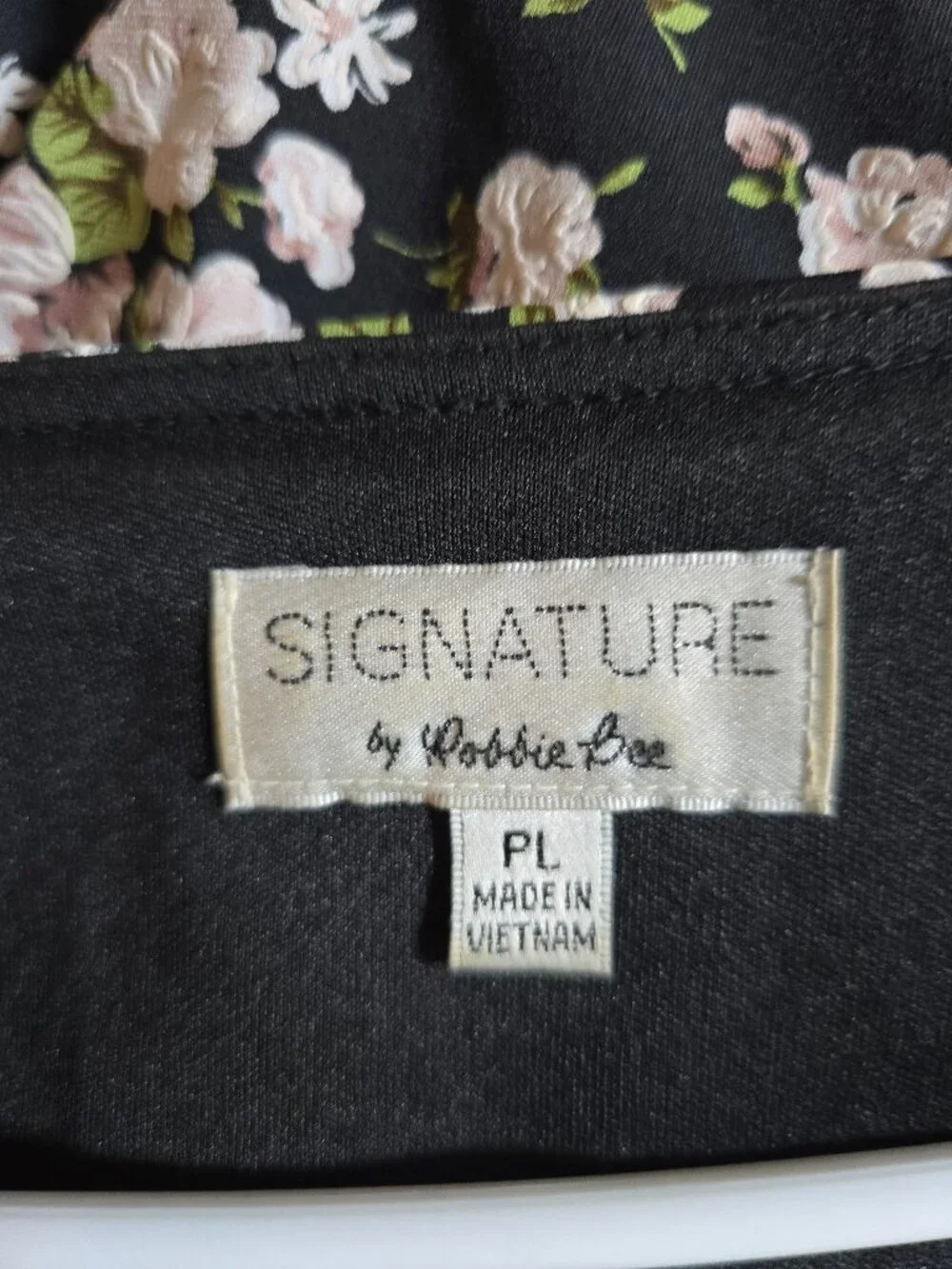 Signature by Robbie Bee PL Black Floral Faux Wrap Dress Petite Large Ruffle Hem